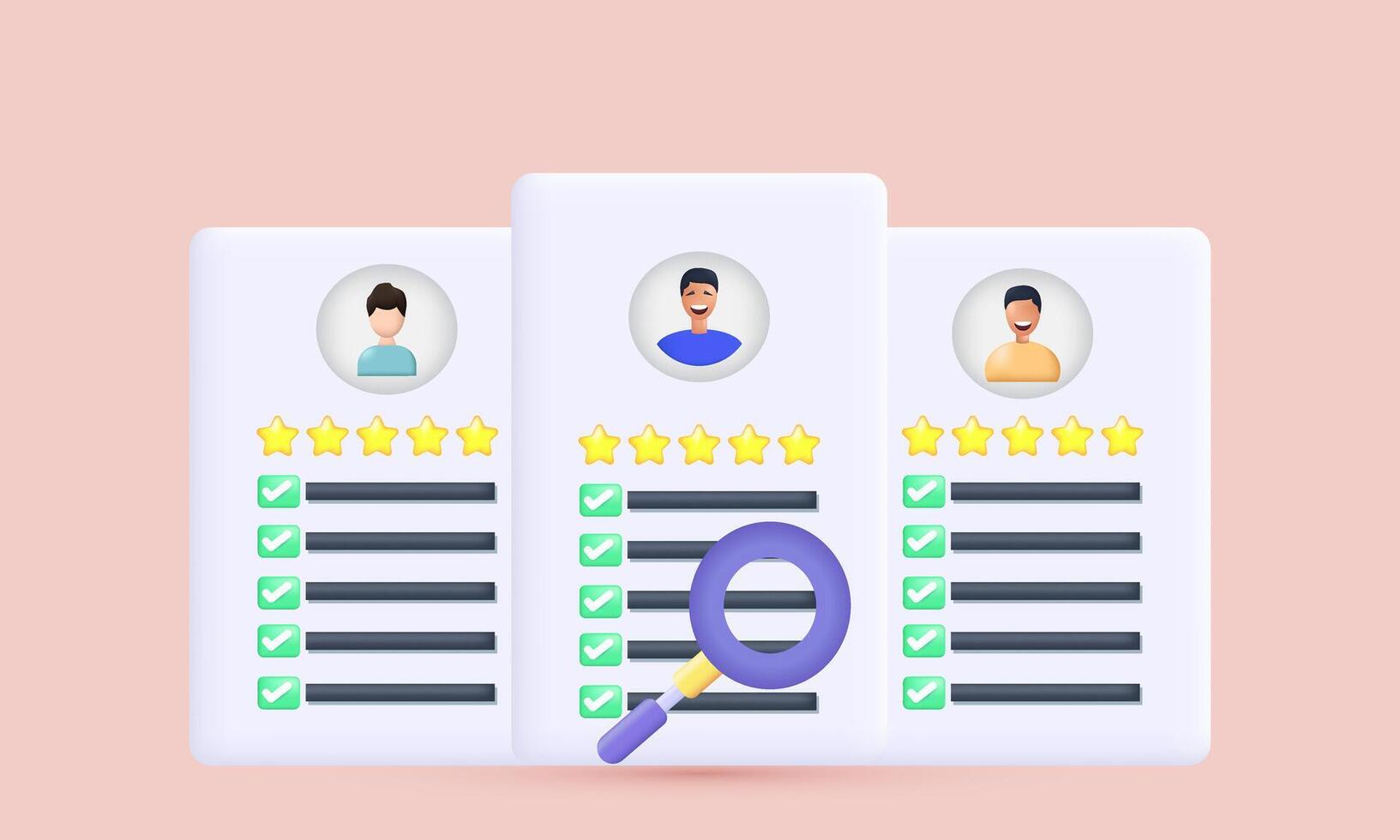 3d realistic icon human resource management hiring job design vector