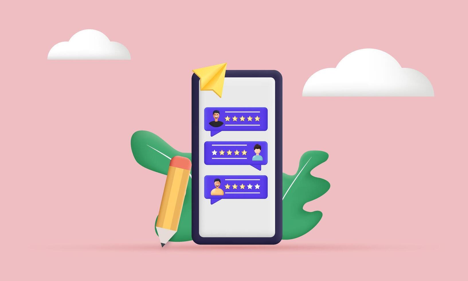 3d people characters giving feedback customer new idea concept design vector