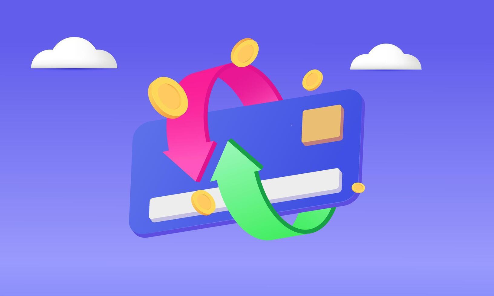 3d cash back credit card arrow new idea concept design vector