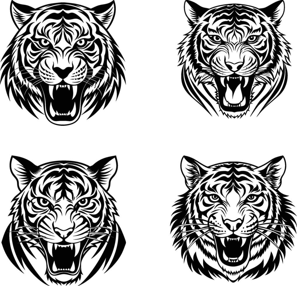 silhouette of a hungry tiger with a minimalist design vector