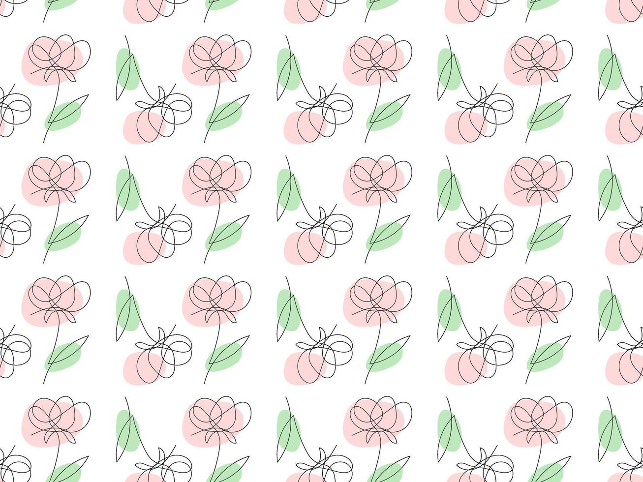 One line art flower pattern. Minimalist illustration ideal for modern backgrounds, textile designs, and elegant decor. vector