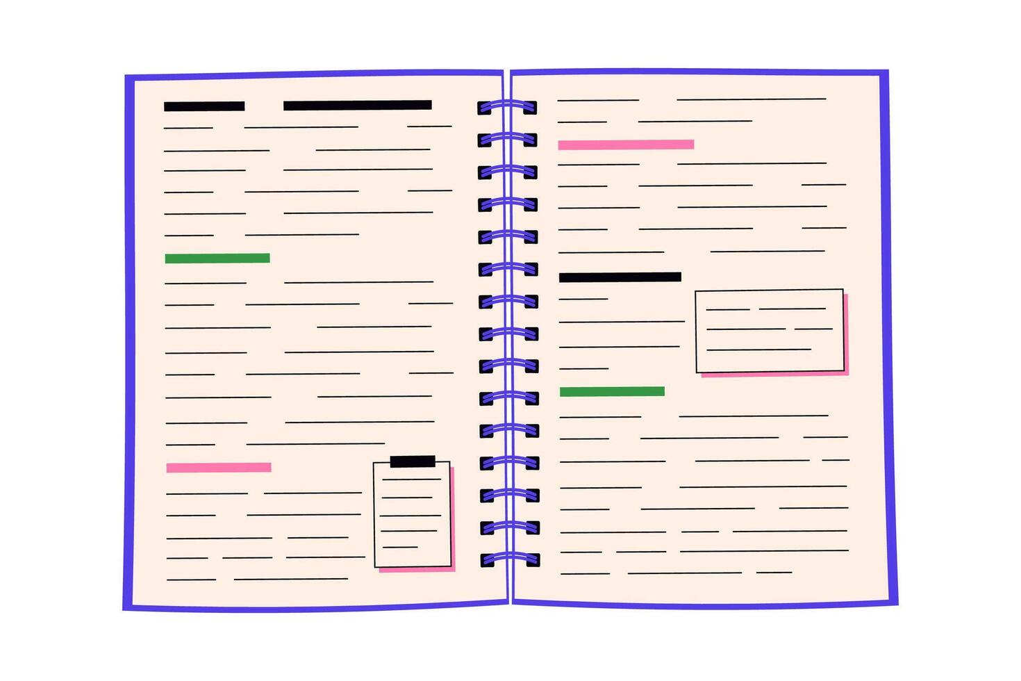 illustration of lecture notes with text highlighting. Perfect for educational materials, academic presentations, and study aids vector