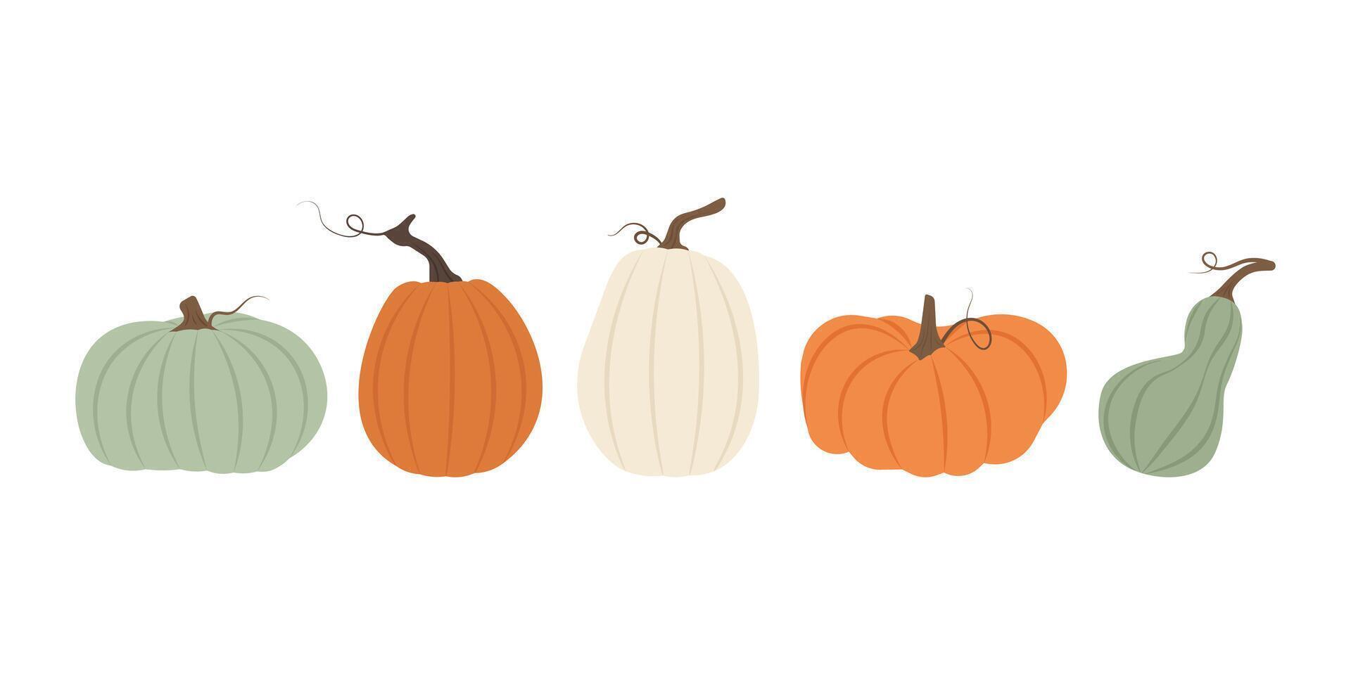 Colorful pumpkin icon set. Various sizes for harvest festival themes and seasonal decorations vector