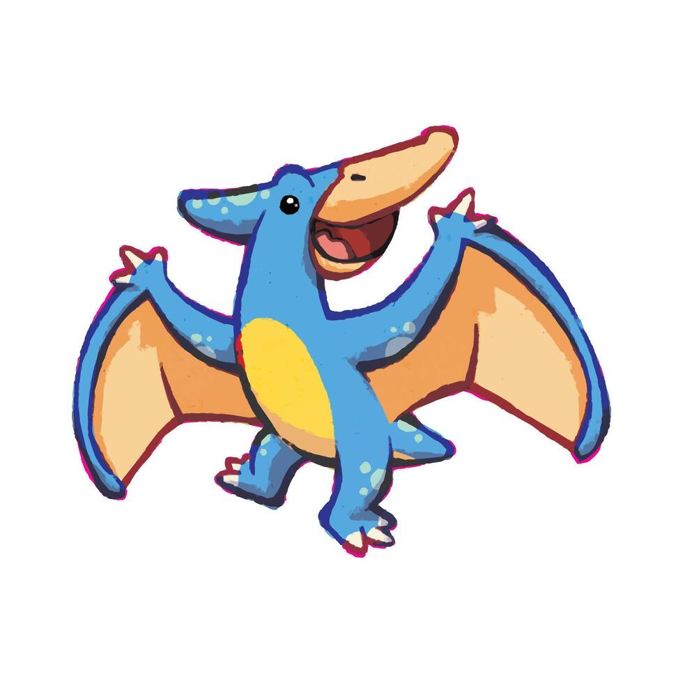cute cartoon pterodactyl pteranodon dinosaur illustration for children vector