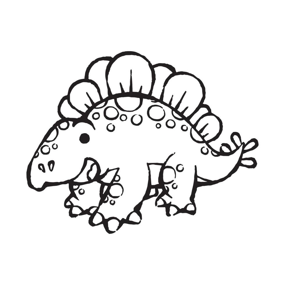 cute cartoon stegosaurus dinosaur line art illustration for children vector