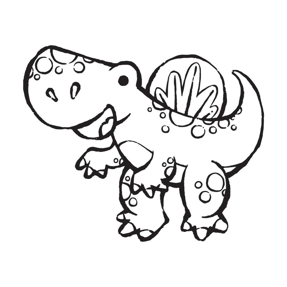 cute cartoon spinosaurus dinosaur line art illustration for children vector