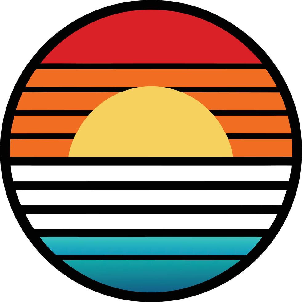 vintage retro Minimal sunset design on white background for t-shirt artwork vector