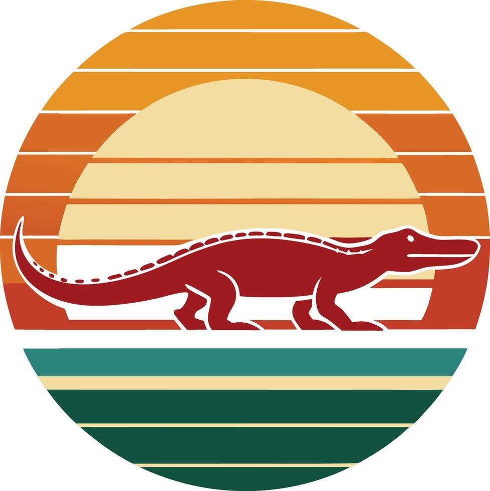 Classic American Alligator Retro Minimal sunset design on white background for t-shirt artwork vector