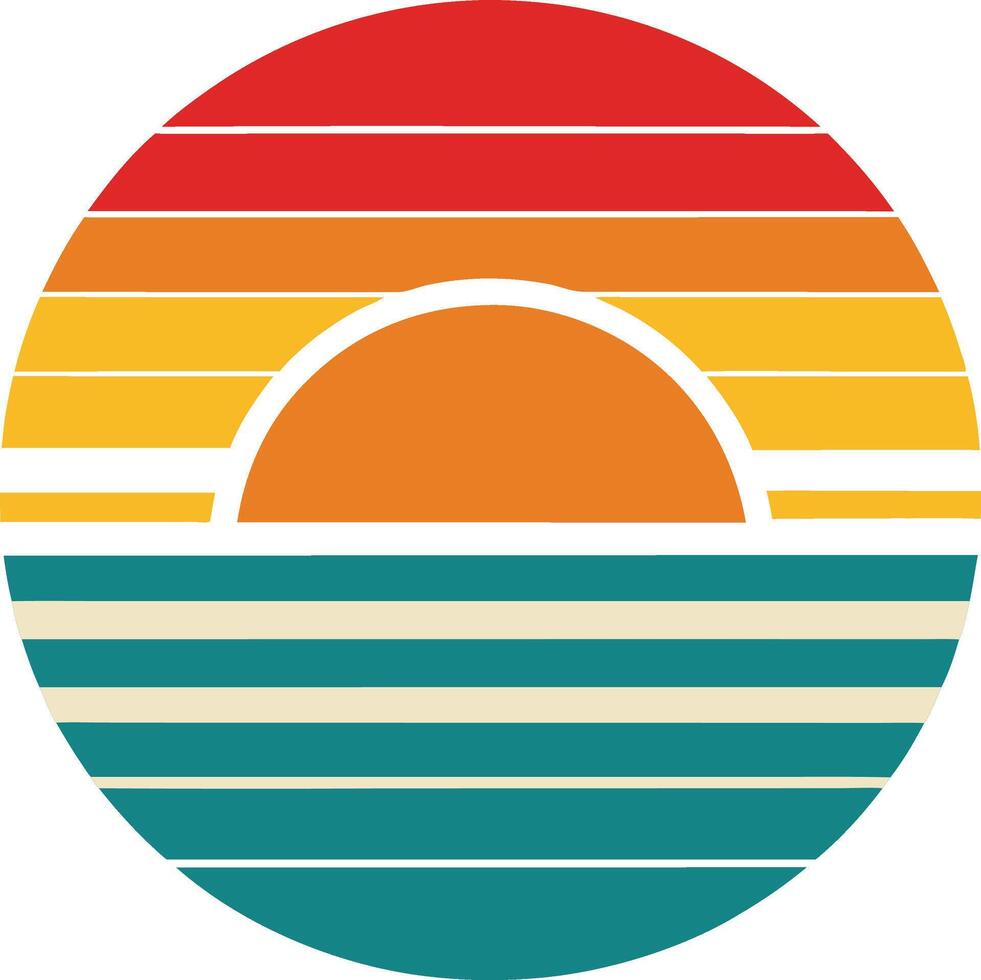 sunset inspired Minimal sunset design on white background for t-shirt artwork vector
