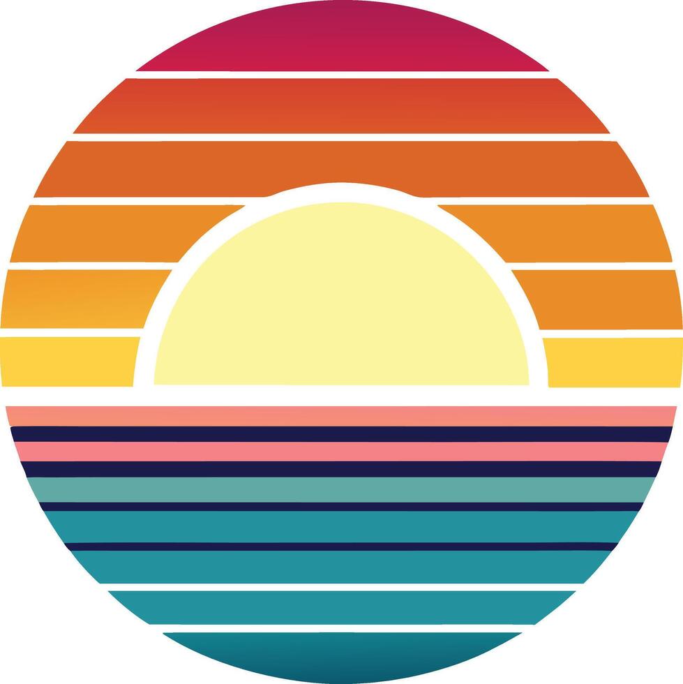 sunset inspired gradian Minimal sunset design on white background for t-shirt artwork vector