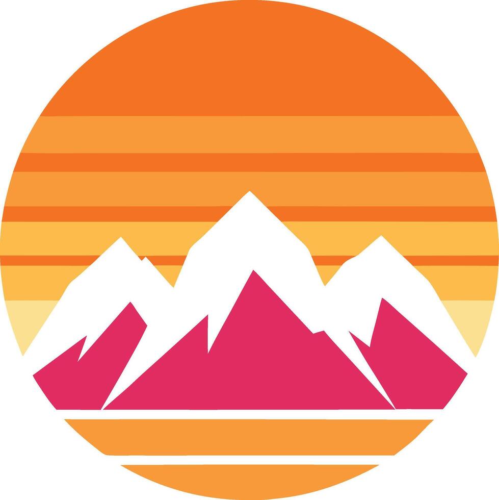 Mountains Minimal sunset design on white background for t-shirt artwork vector