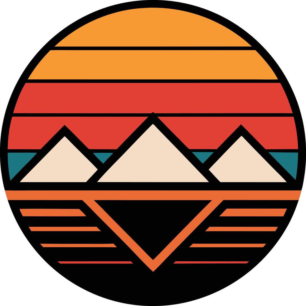 sunset behind mountain Minimal sunset design on white background for t-shirt artwork vector