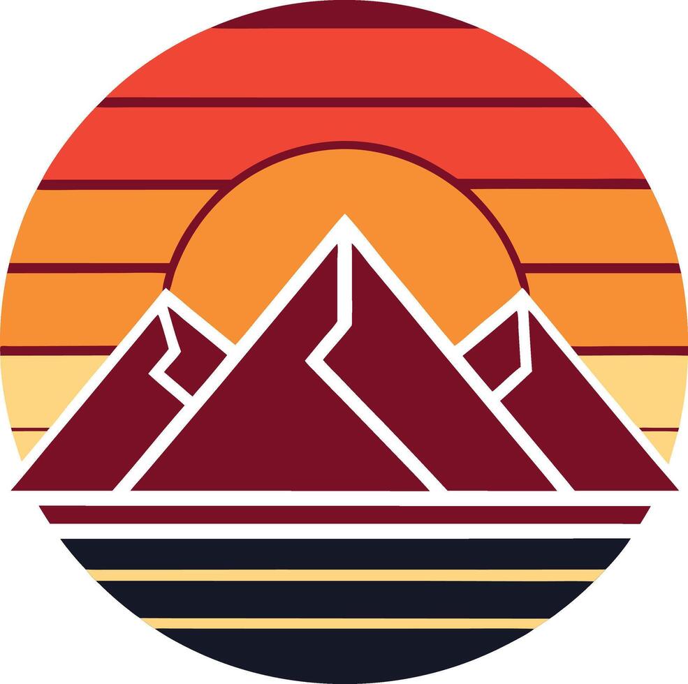 Pyramid Minimal sunset design on white background for t-shirt artwork vector
