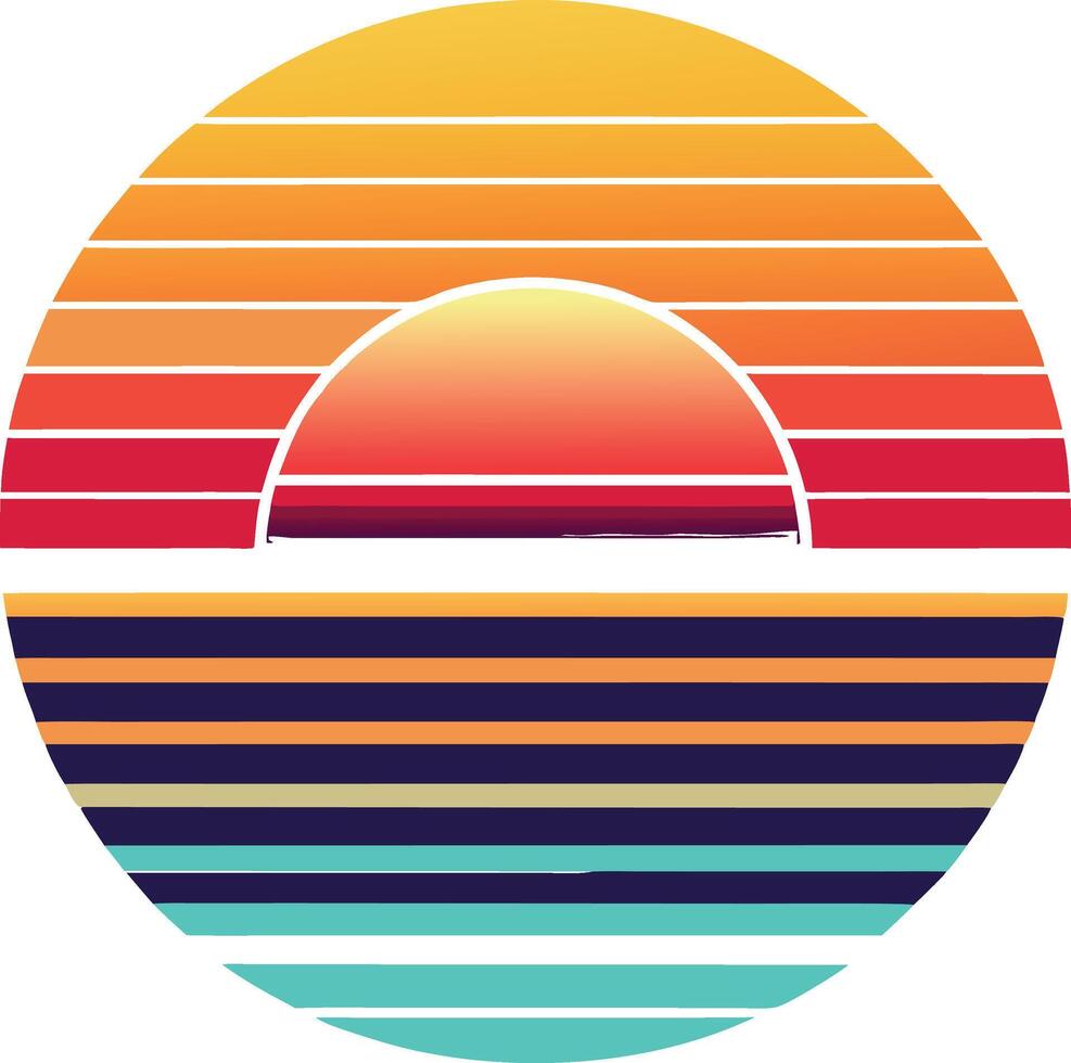 sunsetinspired Minimal sunset design on white background for t-shirt artwork vector