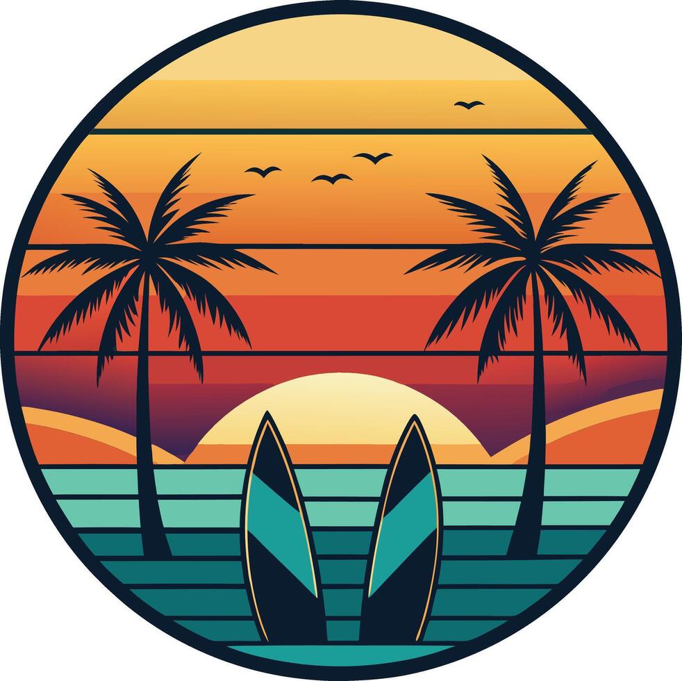 Tshirt Sticker Minimal sunset design on white background for t-shirt artwork vector