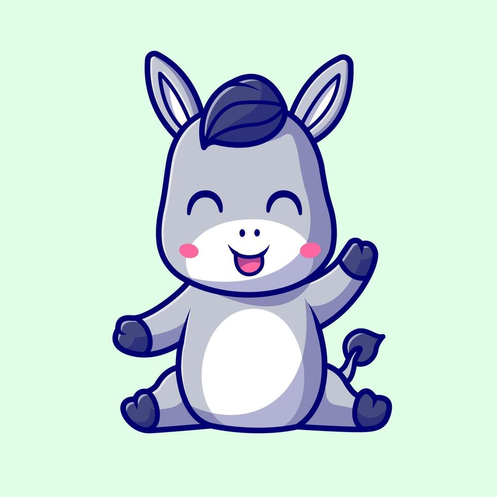 Cute Smiling Donkey with Waving Hand Cartoon vector