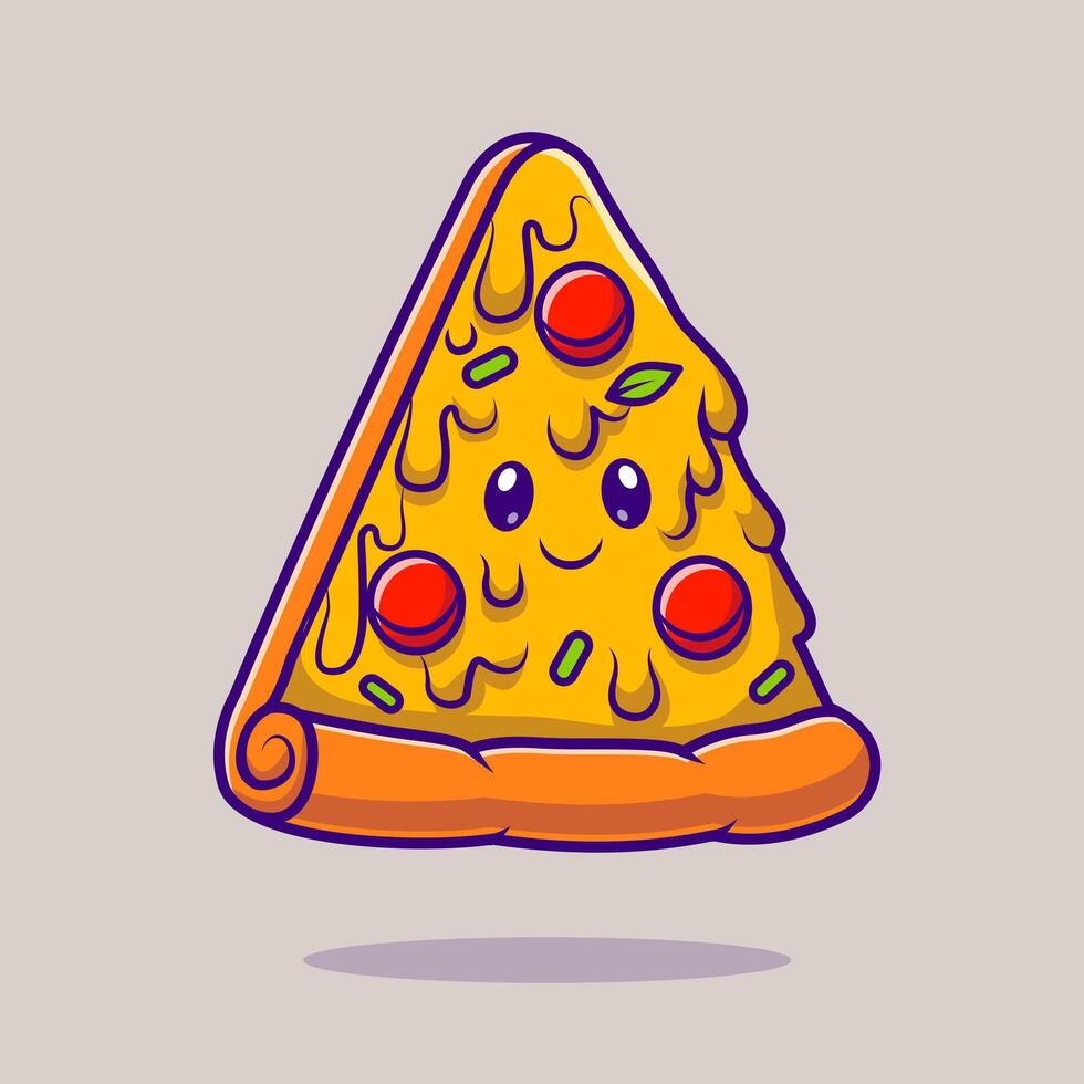 Cute Pizza Slice Melted Cartoon vector