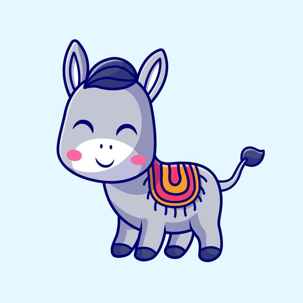 Cute Smiling Donkey Cartoon vector