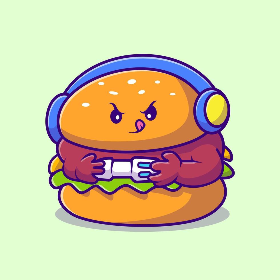 Cute Burger Gaming Cartoon vector