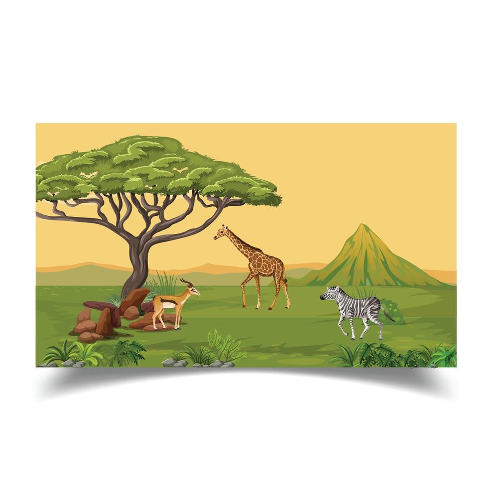 Natural Scenery Landscape with Wildlife vector