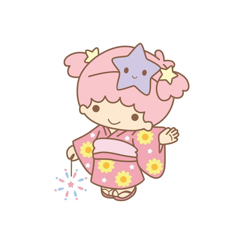 Little twin star girl vector