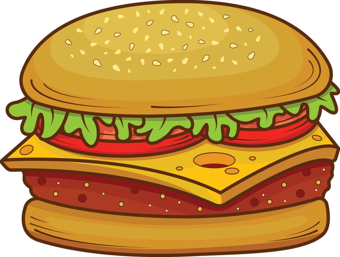 Burger With Thick Meat Filling vector