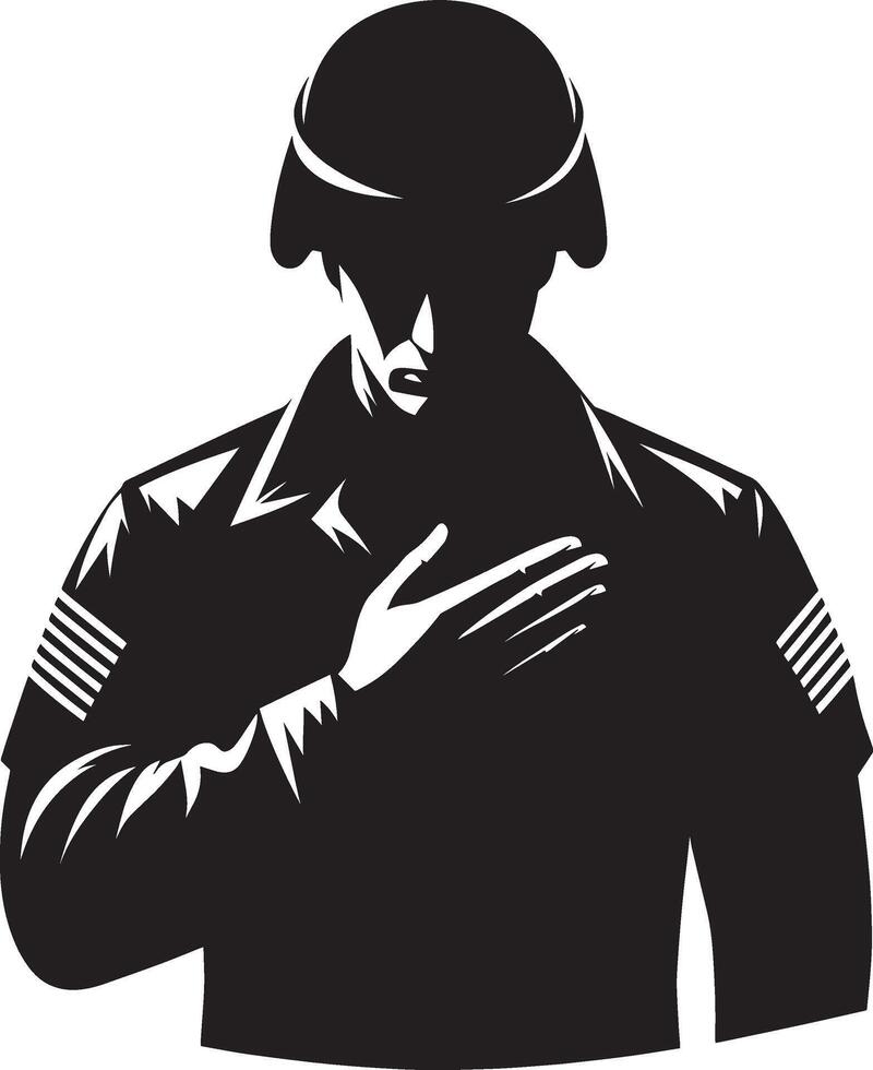 Black silhouette of a Soldier warrior isolated on a white background illustration vector
