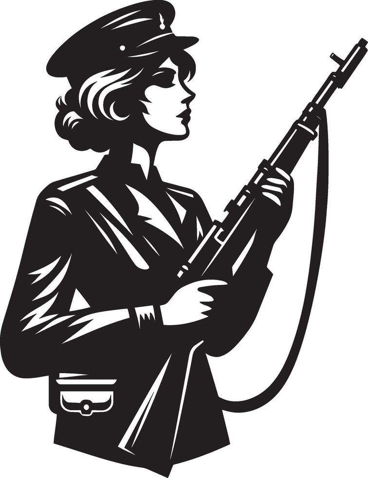 Black silhouette of a Soldier warrior isolated on a white background illustration vector