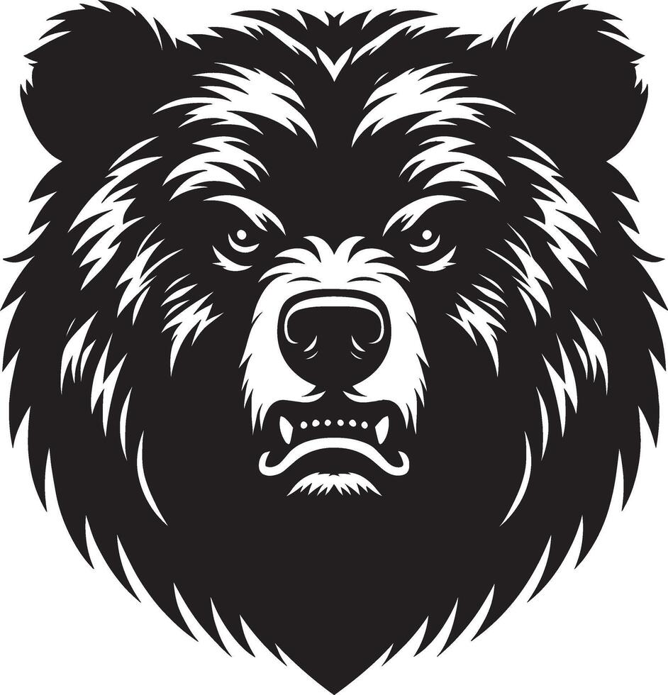 Bear Head Mascot Silhouette illustration isolated on a white background vector