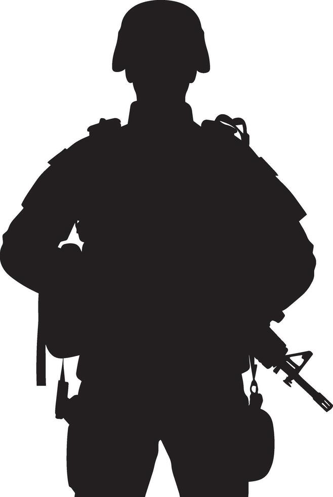 Black silhouette of a Soldier warrior isolated on a white background illustration vector