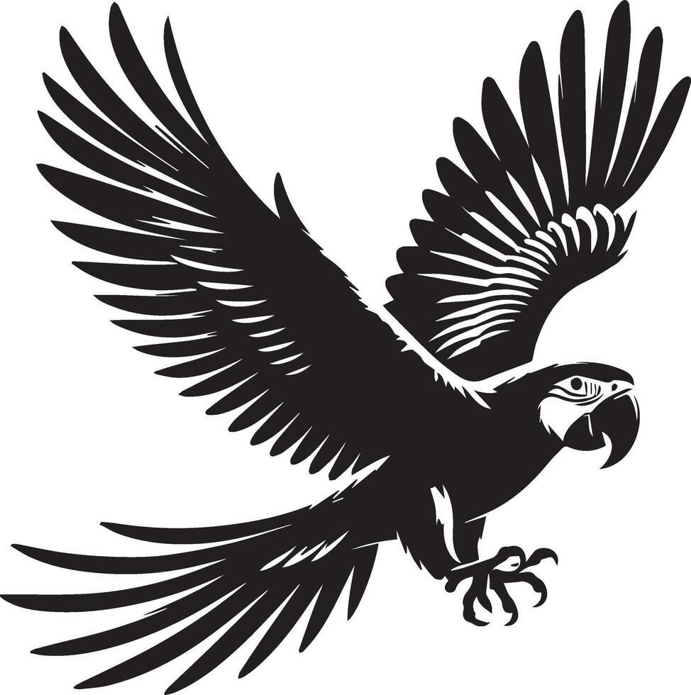 Beautiful parrot bird Silhouette isolated on white background Minimalist parrot shape vector