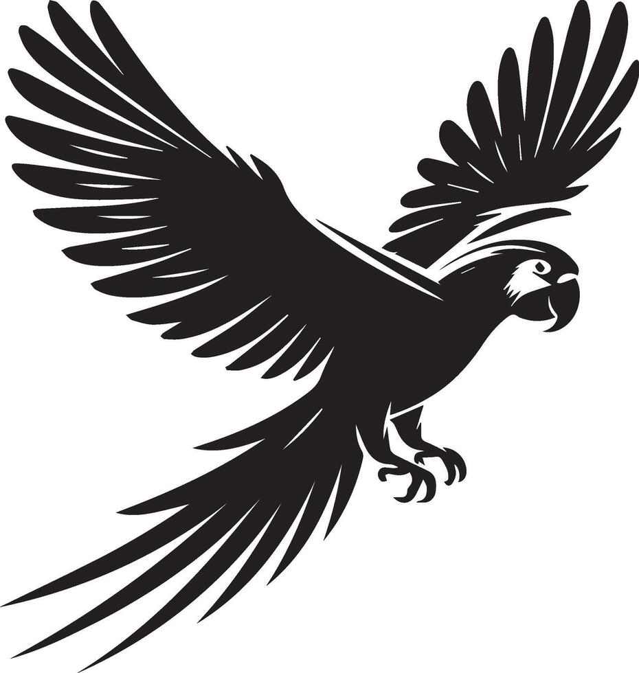 Beautiful parrot bird Silhouette isolated on white background Minimalist parrot shape vector