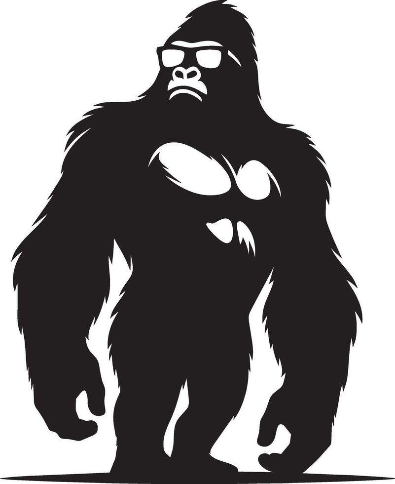 Gorilla wearing sunglass cool Silhouette isolated on white background Minimalist illustration vector