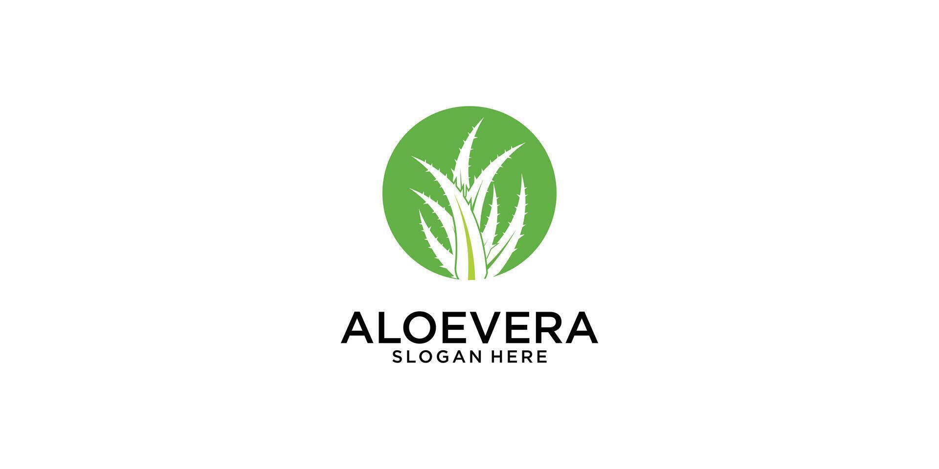 Creative aloe vera logo design with modern concept , premium vector