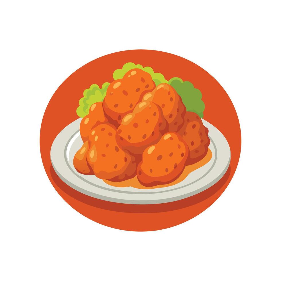 Fried chicken food illustration vector