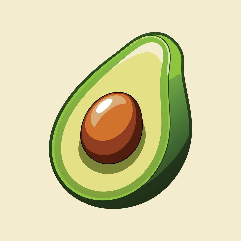 Half avocado illustration vector