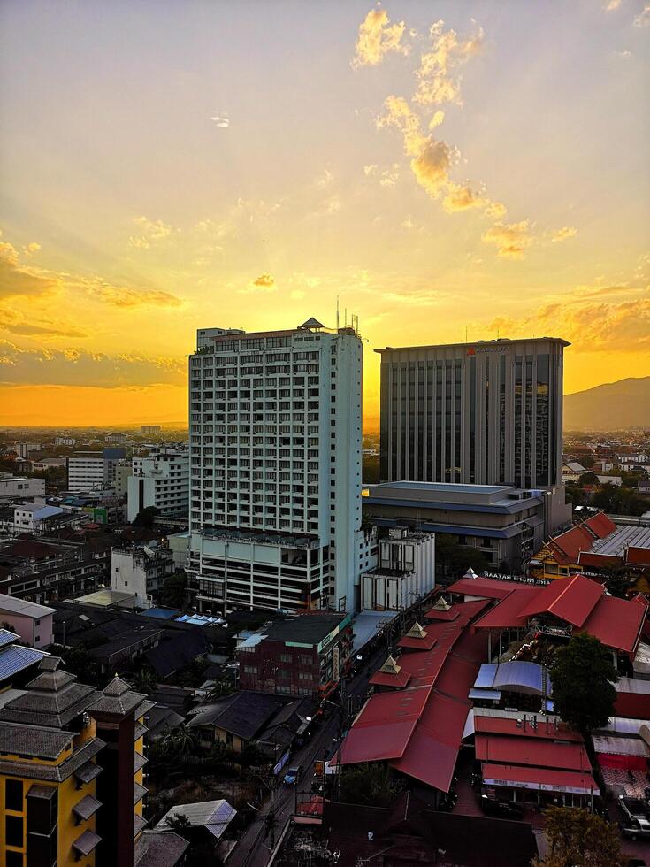 Sunset over Chiang Mai, Thailand photo