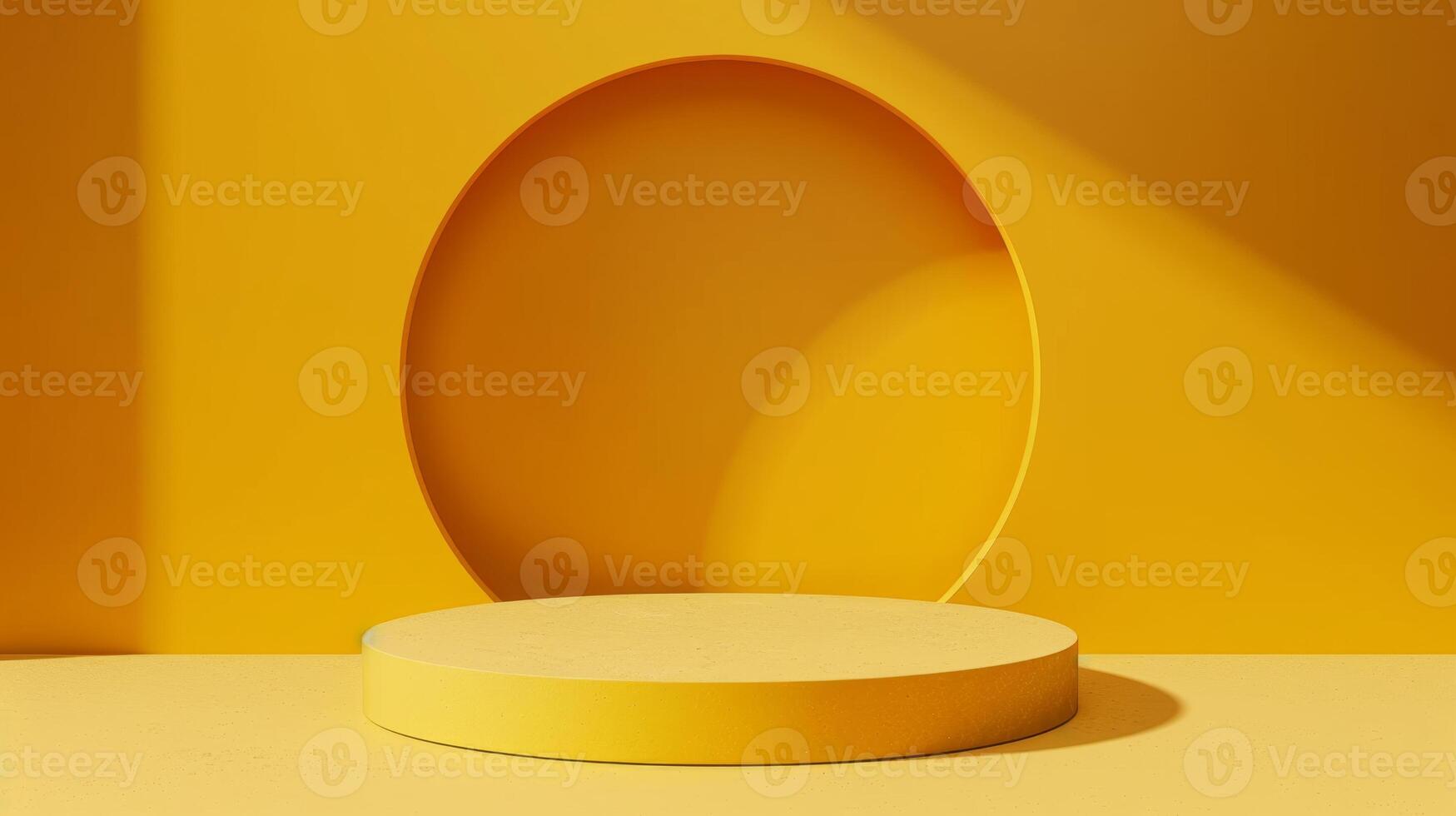 Yellow Podium, Minimal Abstract Background, Modern Web Award Stage, AI Created photo