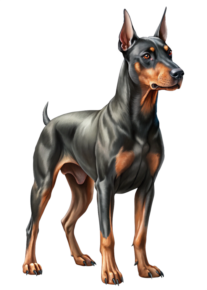 Doberman Dog at Home Animal 3d Render png