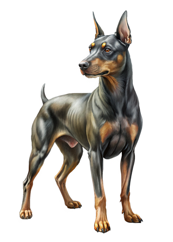 Vigilant Doberman Dog Animal 3d Concept png