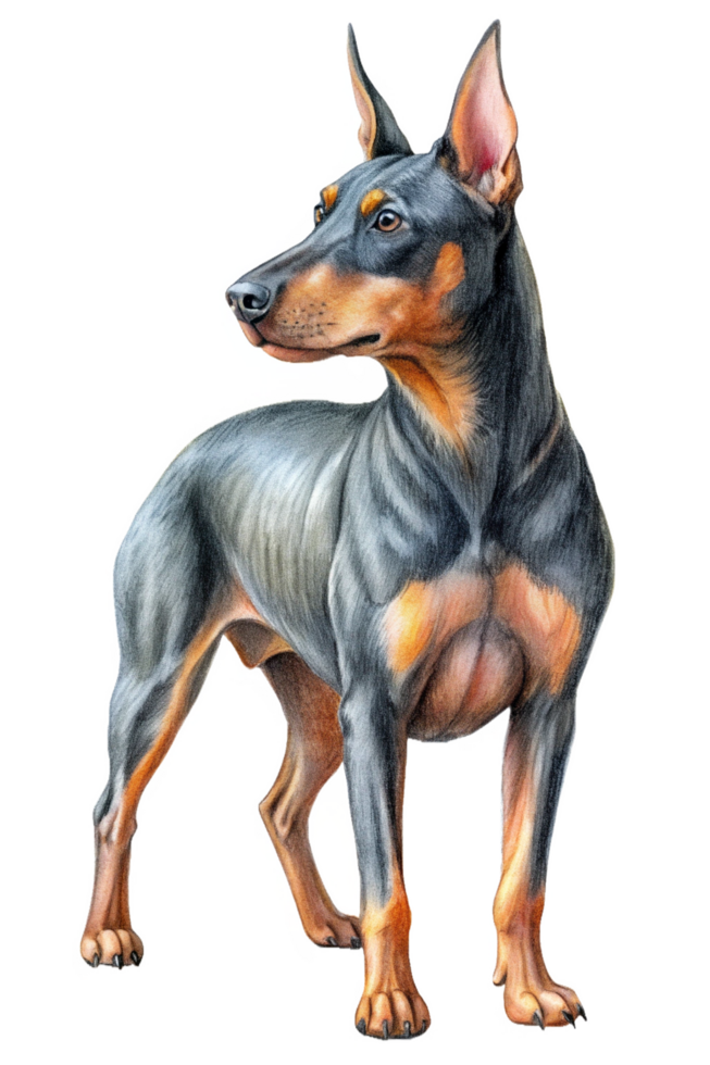 Doberman Dog with Collar Hand Drawn Image png