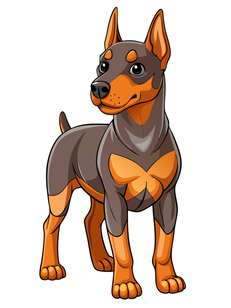 Alert Doberman Dog Cartoon Image png