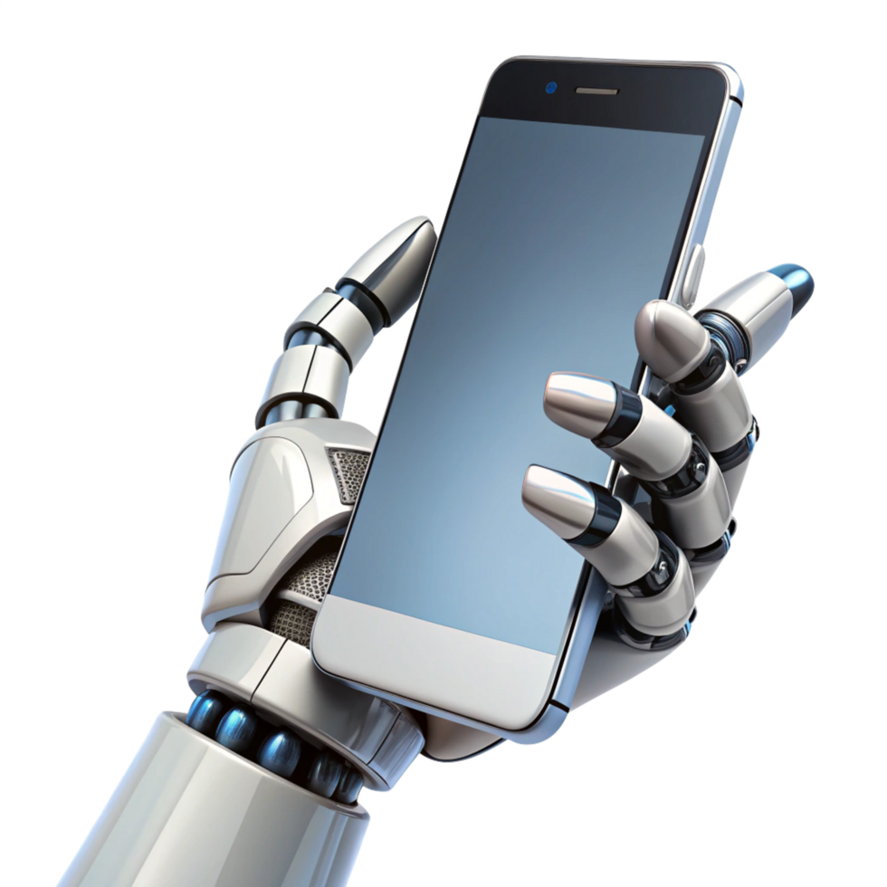 Robot Hand Holding Phone for Connection Realistic png