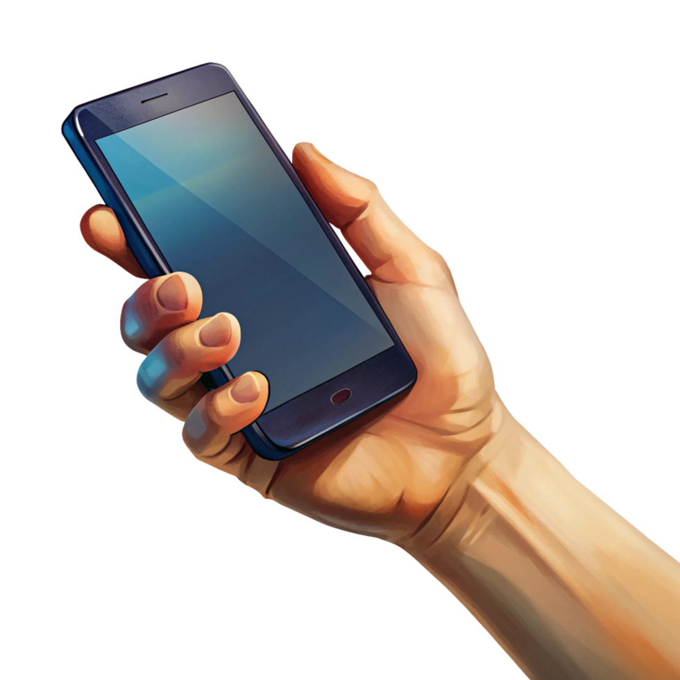 Hand Utilizing Mobile Phone Features Illustration Art png