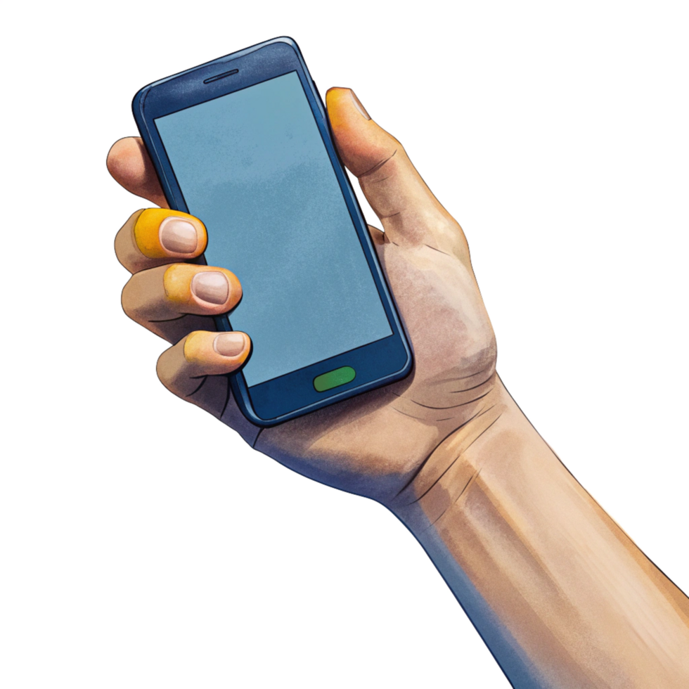Hand Grasping Mobile for Communication Illustration Image png