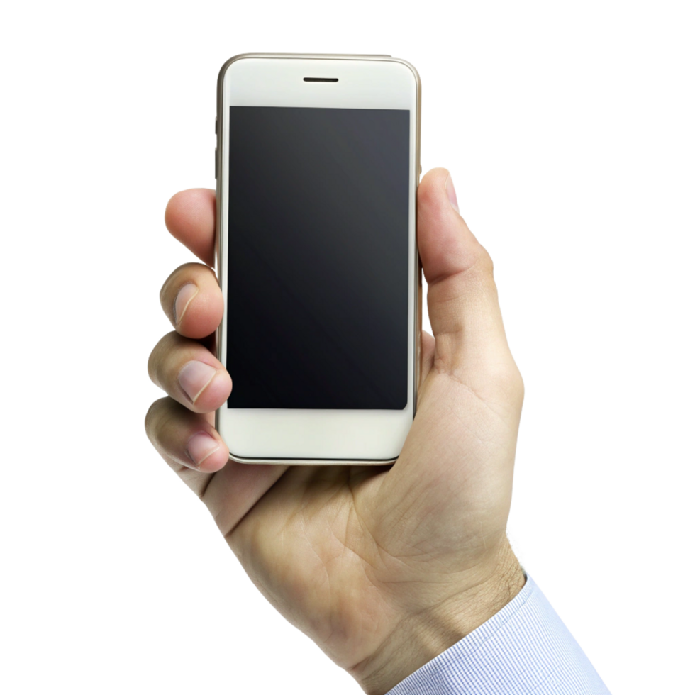 Hand with Mobile Phone at Fingertips Photo png