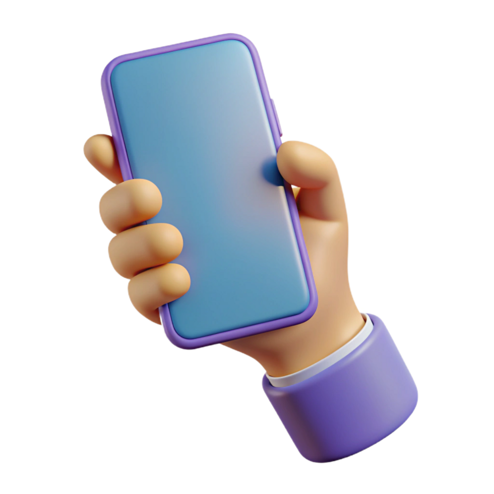 Hand with Mobile Phone for Call 3d Clip png