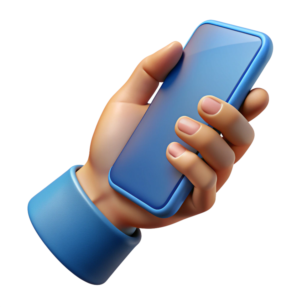 Hand with Phone for Digital Tasks Device Design png