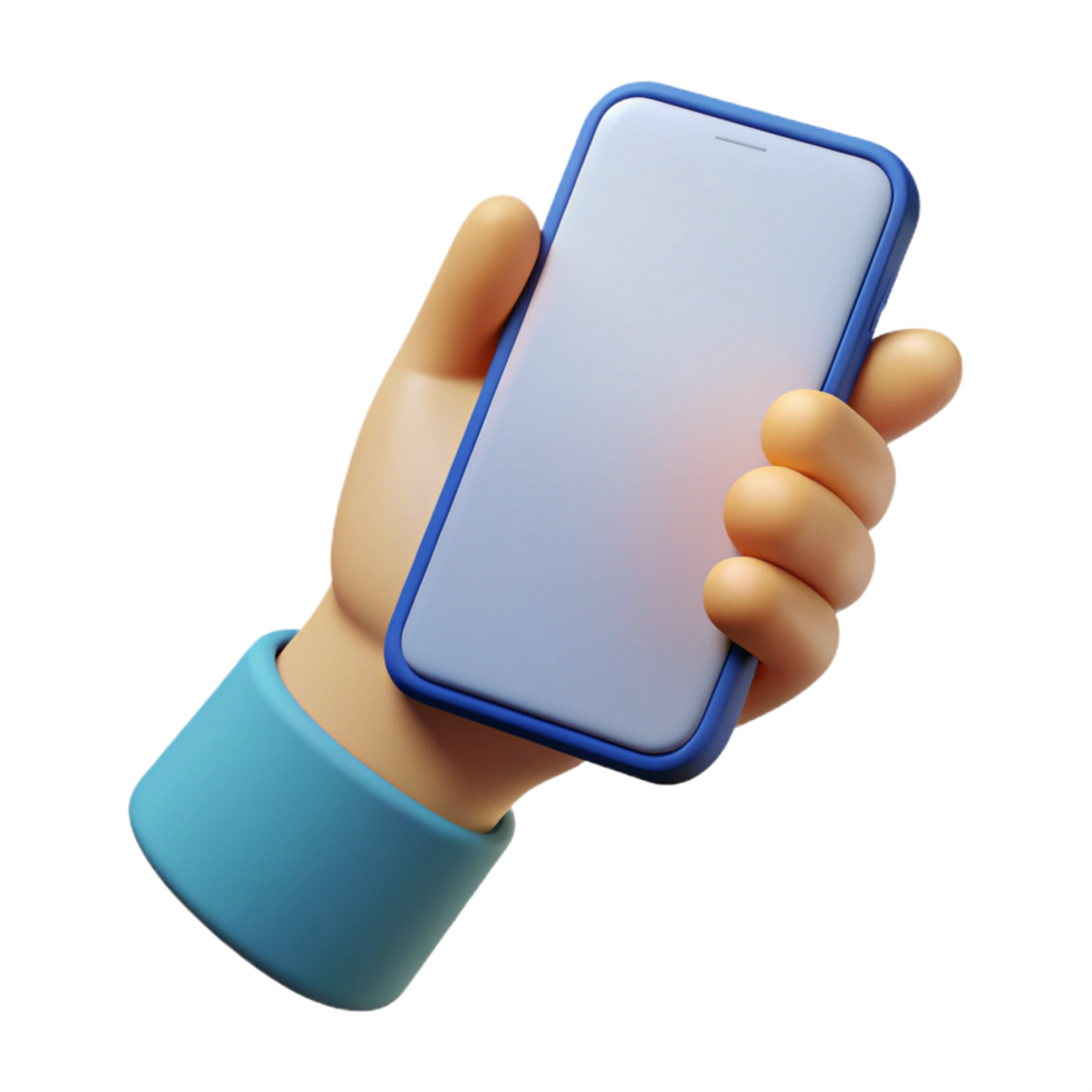 Communication in Hand Mobile Phone 3d Render png
