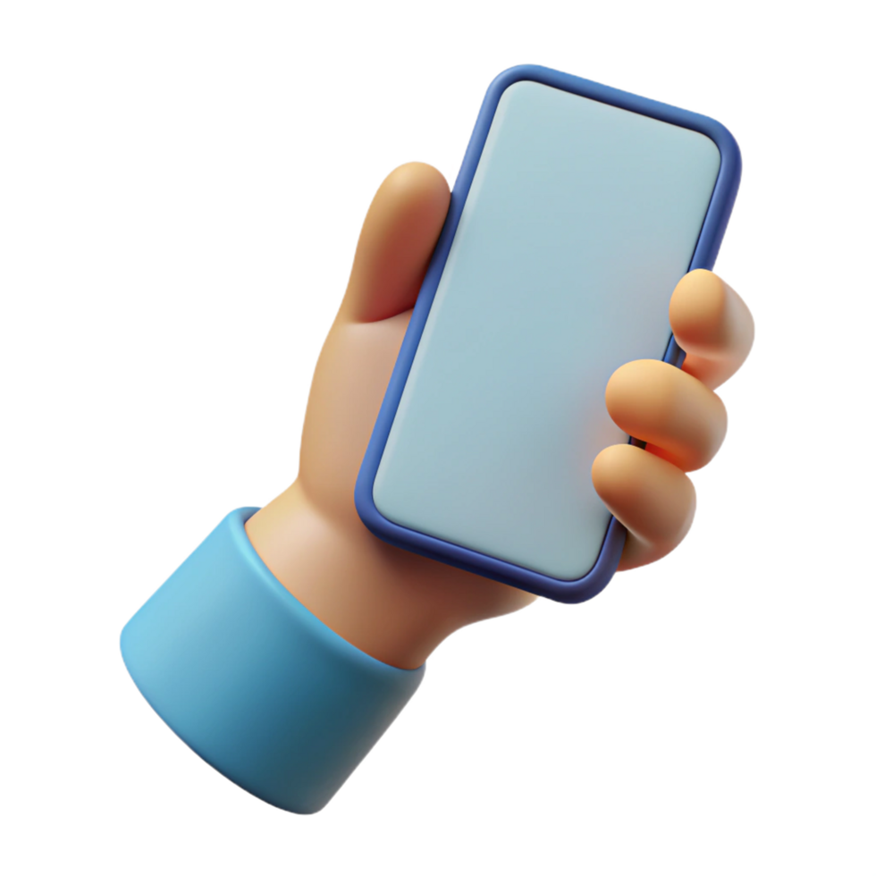 Hand Engaging with Mobile Phone 3d Style png